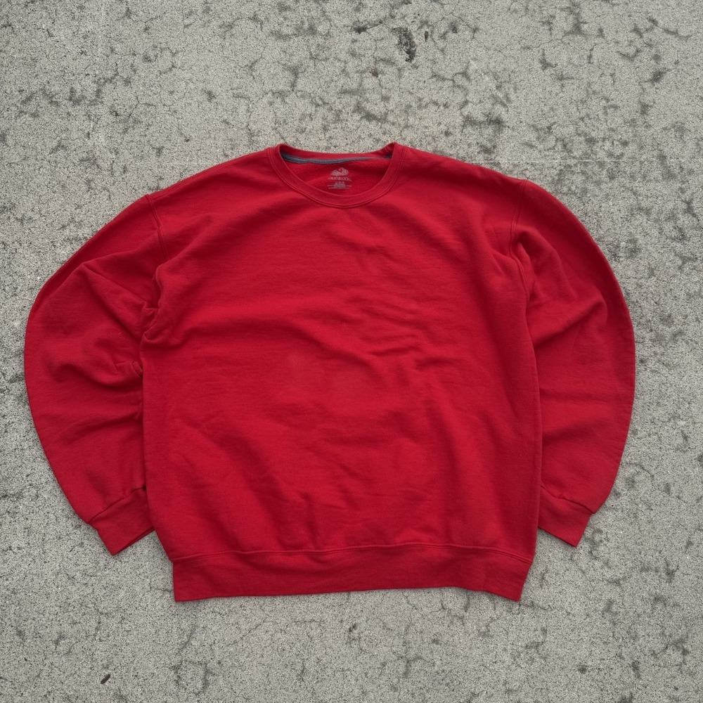 Fruit of‎ the Loom Red Crewneck Fleece Sweatshirt Men's Large